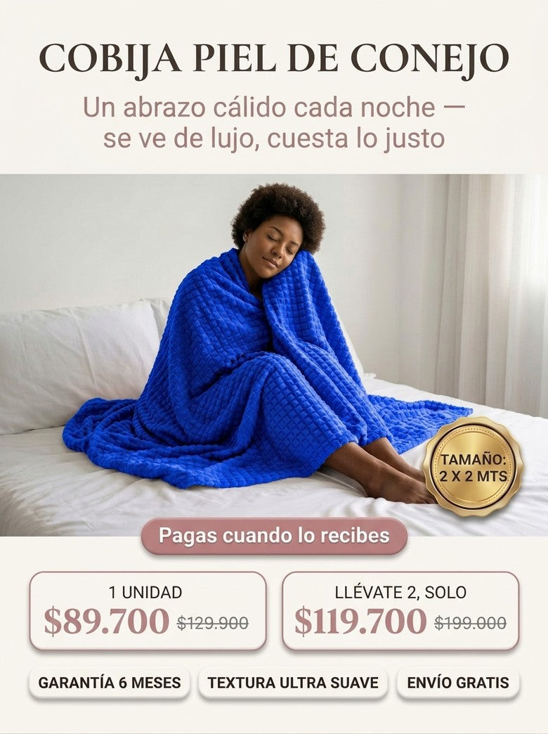 Cobija Piel de Conejo - Azul rey