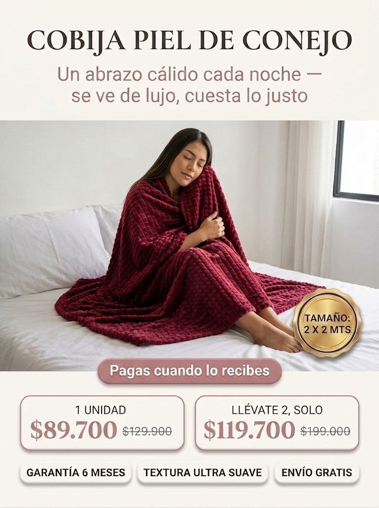 Cobija Piel de Conejo - Rojo