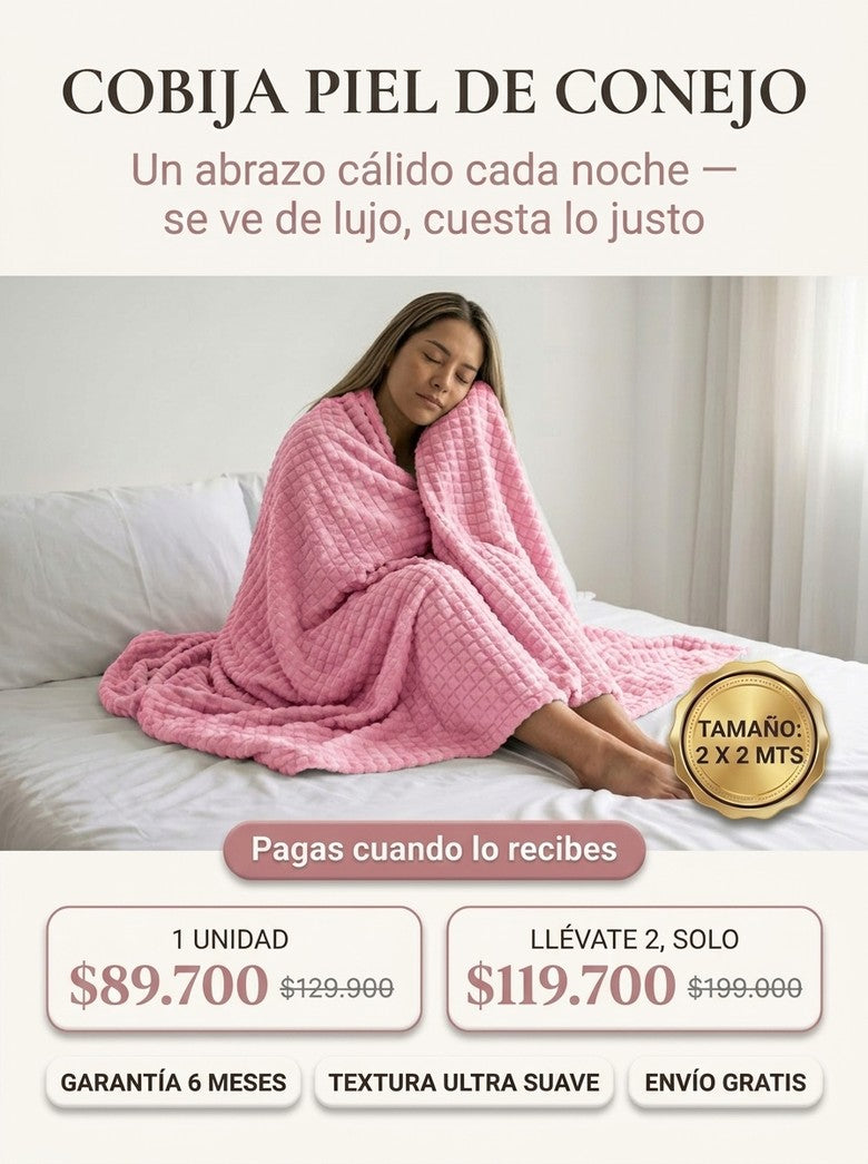 Cobija Piel de Conejo - Rosado